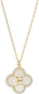 Argento Vivo Sterling Silver Clover Mother-of-Pearl Initial Pendant Necklace