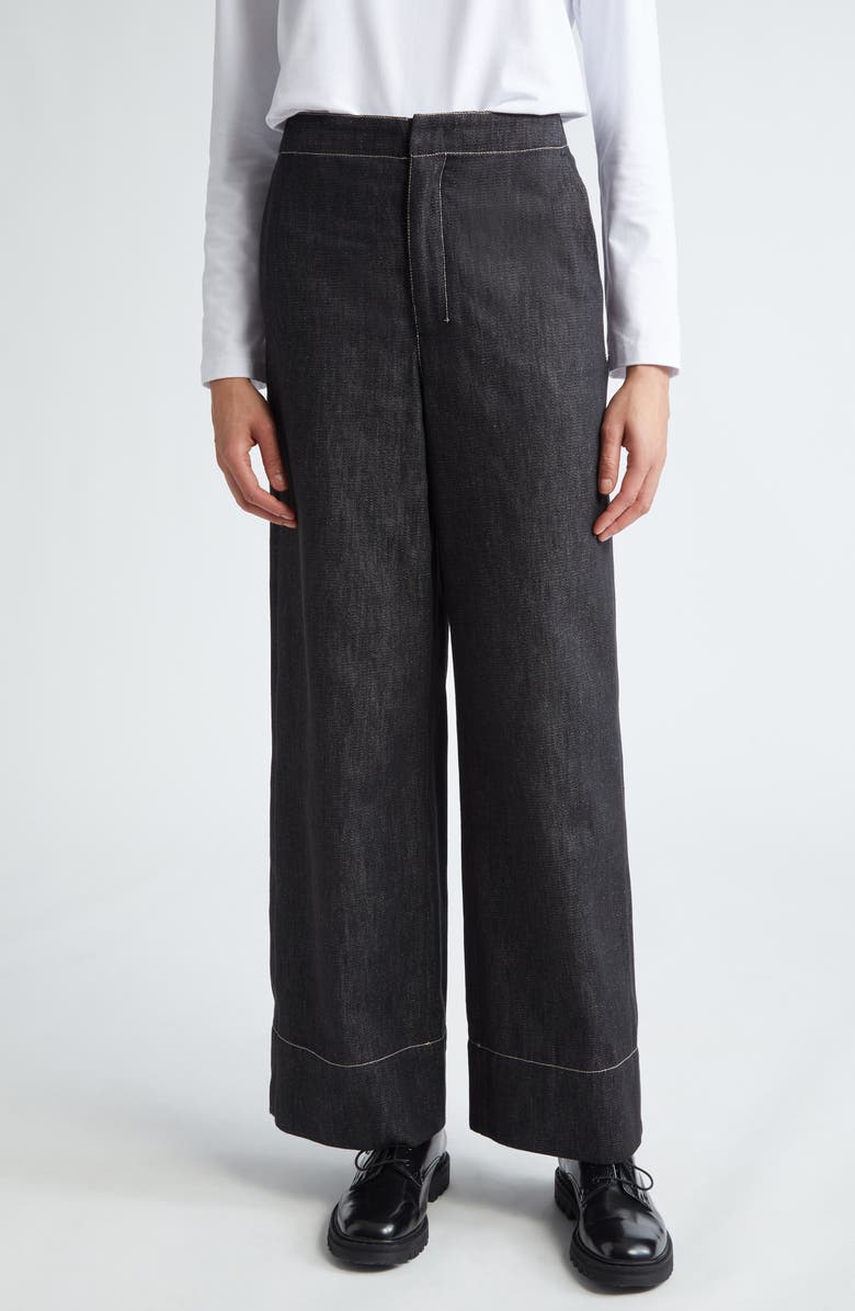 Max Mara Omelia Wide Leg Cotton Trousers, Main, color, 