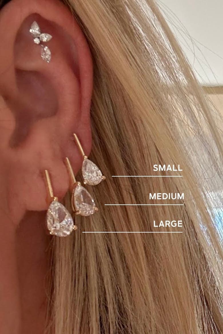 Linea Pear Earring, Alternate, color, Large