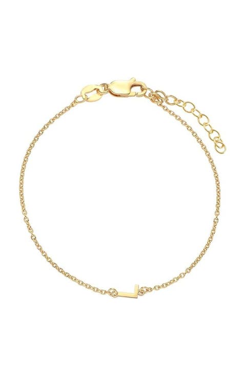 Inez Initial Bracelet/Anklet in 18K Gold Plated Sterling Silver