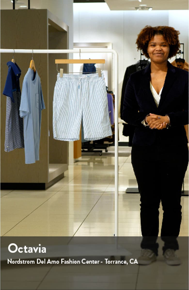 Kids' Stripe Stretch Cotton Seersucker Shorts, sales video thumbnail