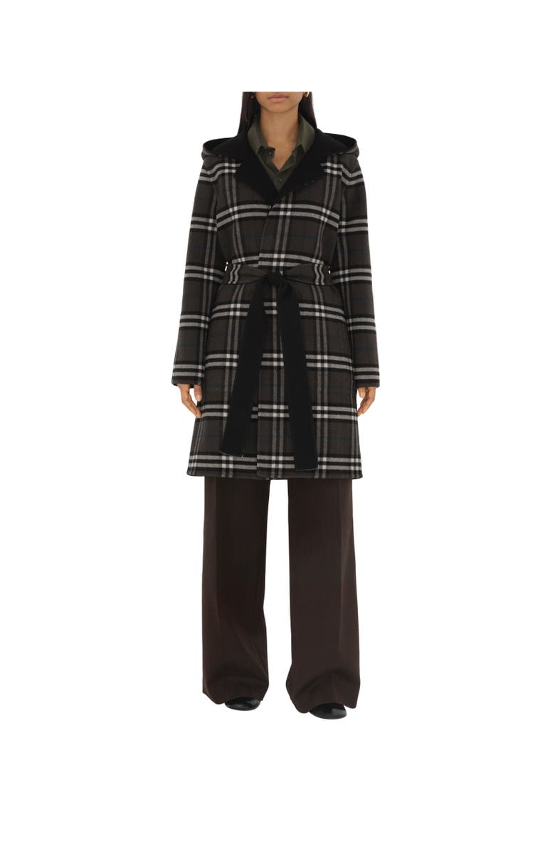 Burberry Mid-length Reversible Wool Car Coat, Alternate, color, Black