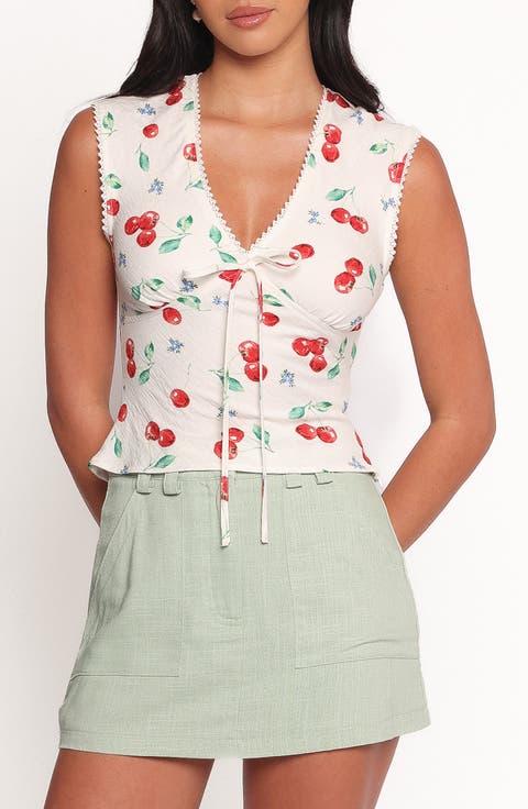 Morgan Cherry Print Sleeveless Top