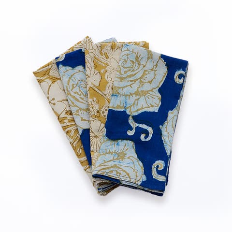 Mix & Match Block Print Cotton Napkins (Set of 4)
