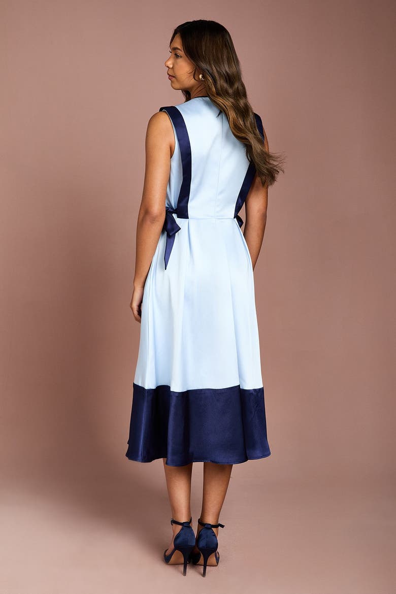Bow Satin Midi Dress, Alternate, color, Pale Blue
