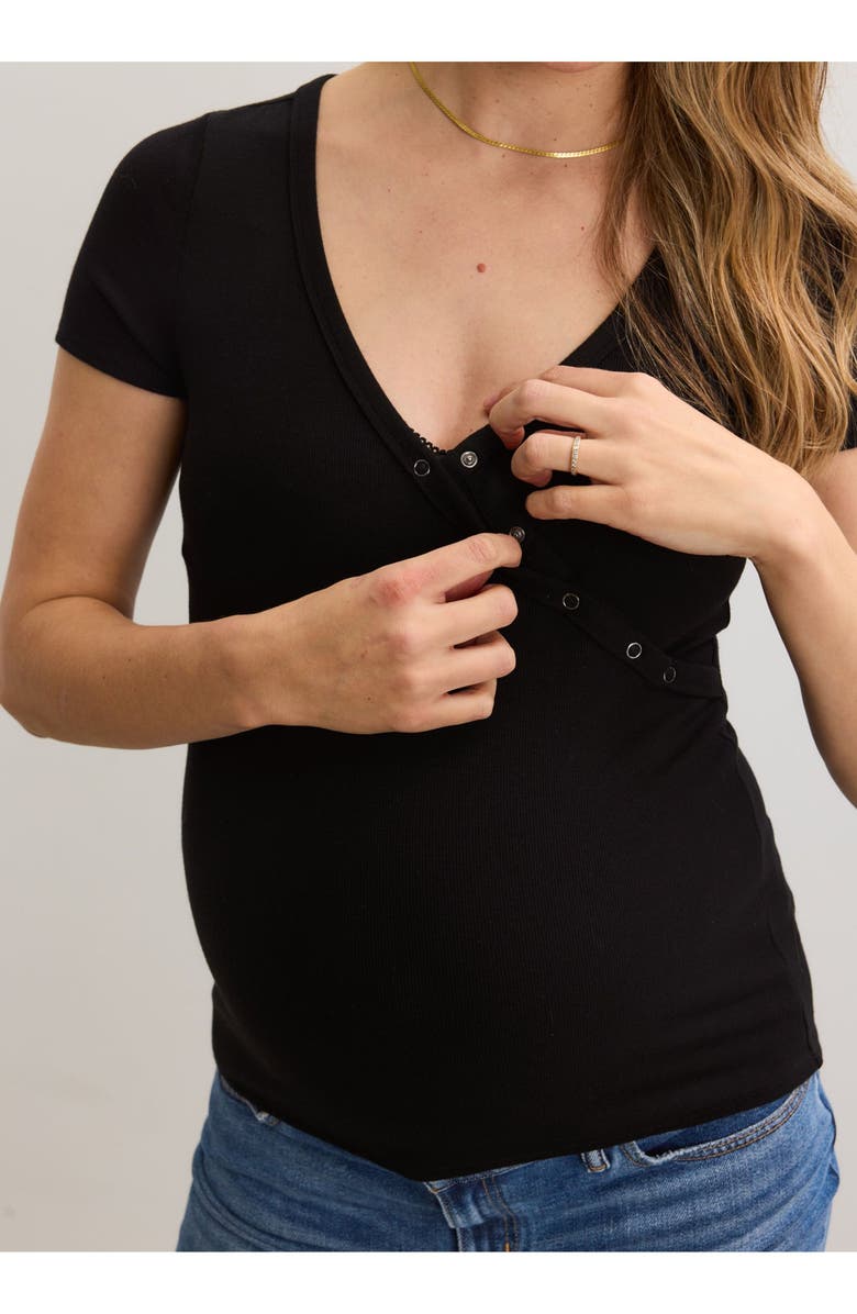HATCH Collection The Softest Rib Nursing Tee, Main, color, Black