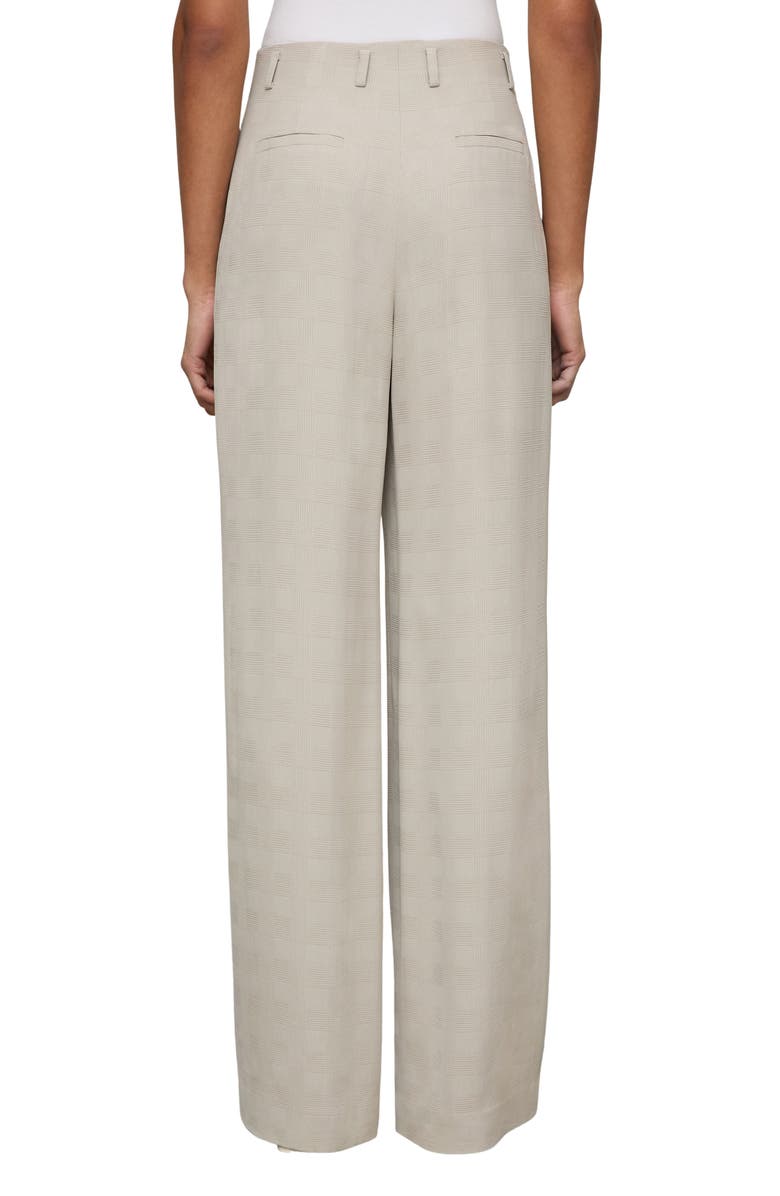 Lafayette 148 New York Clark Grid Plaid Crepe Wide Leg Pants, Alternate, color, Cement