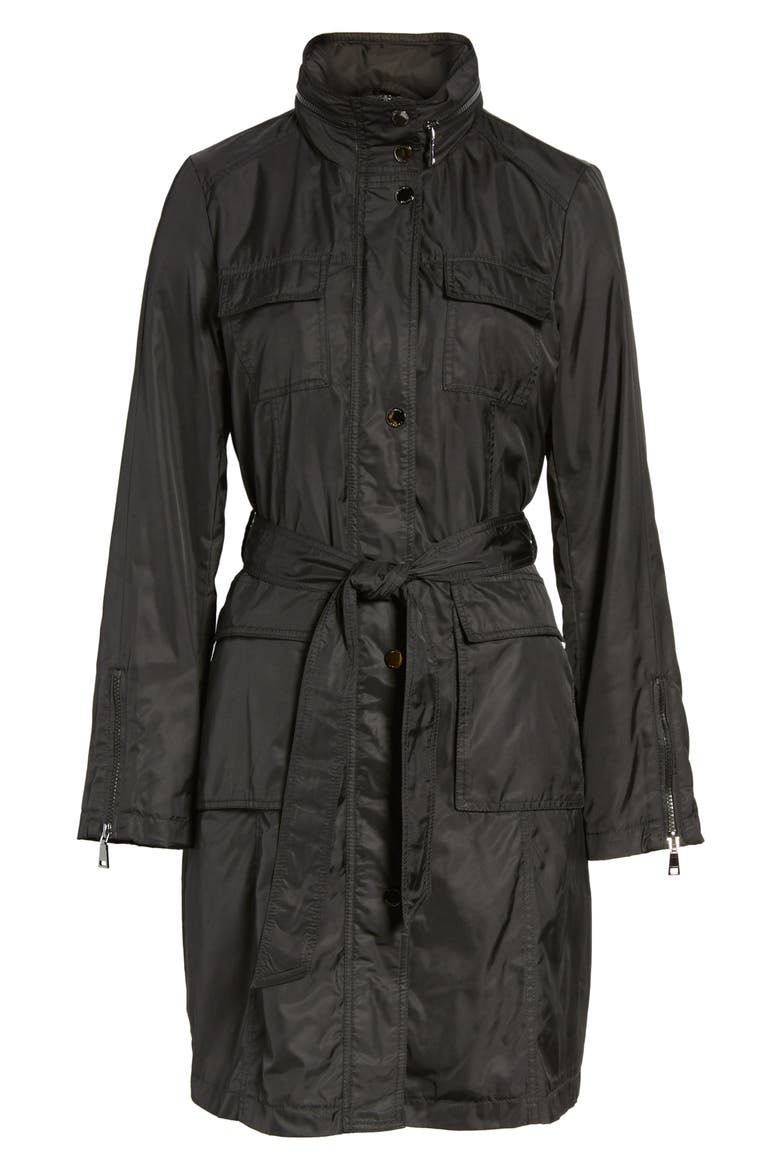 Giselle Stowaway Hood Rain Anorak, Alternate, color, BLACK