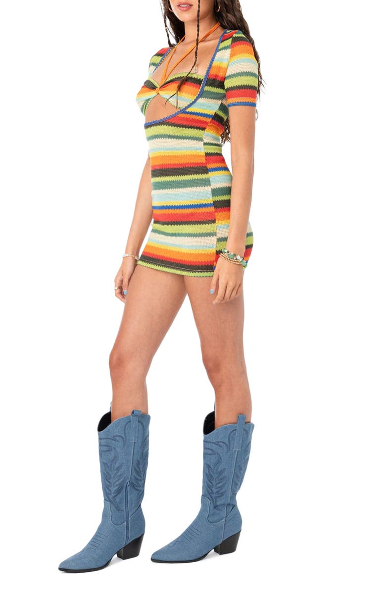 EDIKTED Andrea Stripe Knit Dress, Alternate, color, 