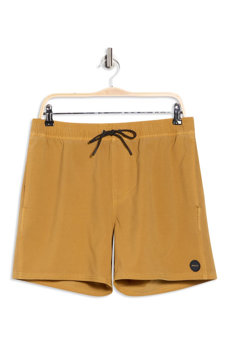 Pigment-Dyed Elastic Waist Shorts, Alternate, color, OLD GOLD