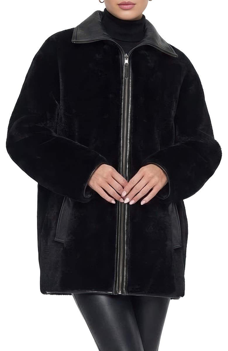 GORSKI Reversible Genuine Shearling Parka, Alternate, color, Black