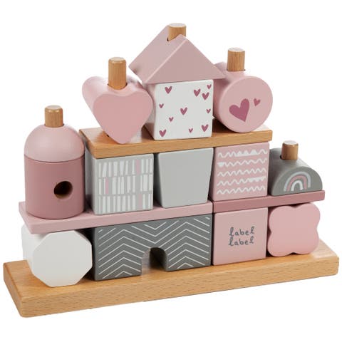 Stacking Blocks House Pink, Wooden & Colored Blocks, 18M+