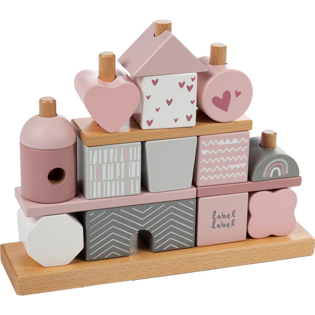 Label Label Stacking Blocks House Pink, Wooden & Colored Blocks, 18M+ in Multicolored  product