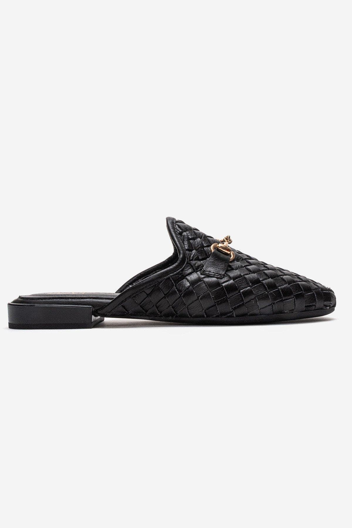 Forever & Always Shoes Senia Leather Woven Mule, Alternate, color, Black