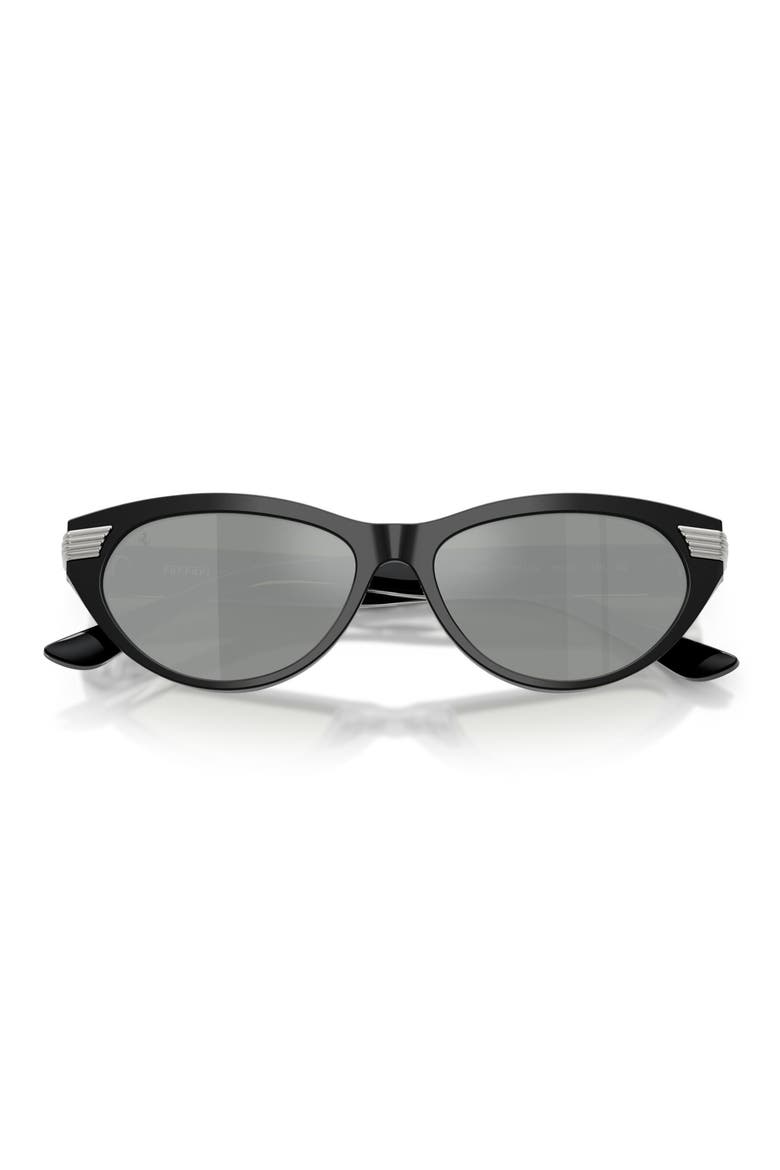 56mm Cat Eye Sunglasses, Alternate, color, SHINY BLACK / LIGHT GREY