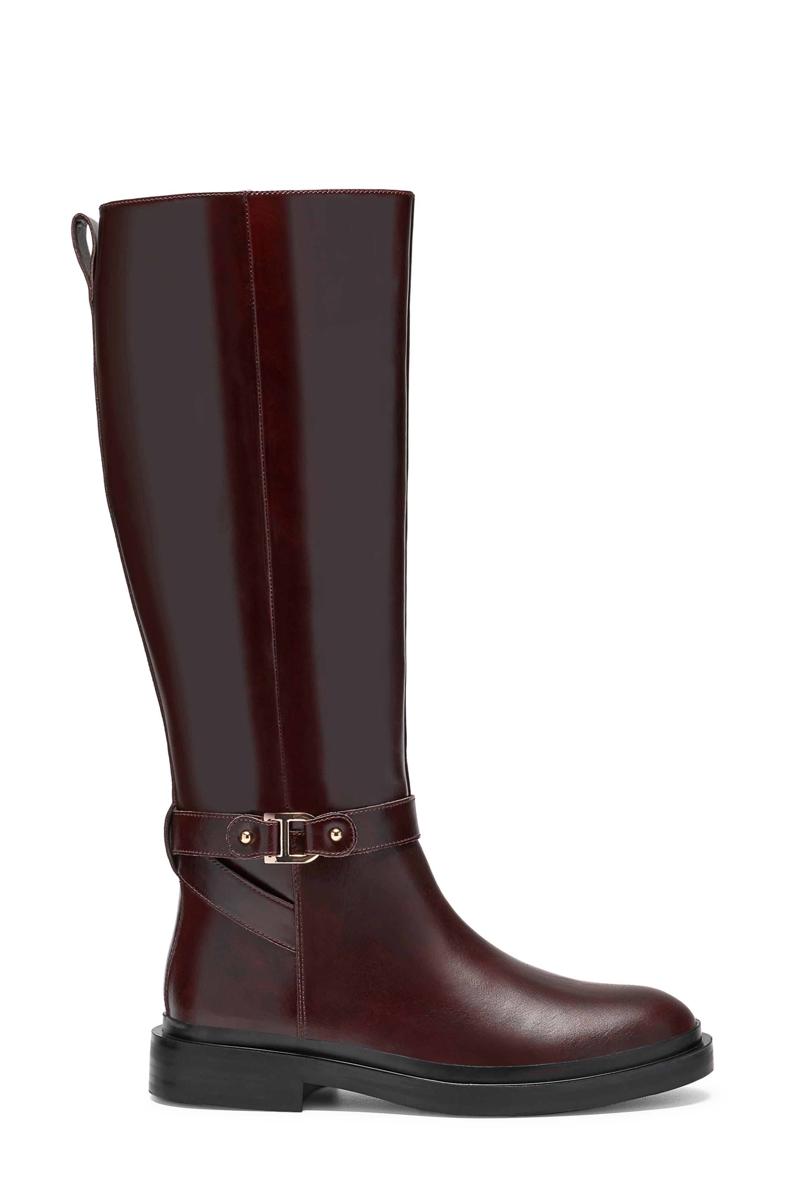 Previa Bit Knee High Leather Boot, Alternate, color, BROWN