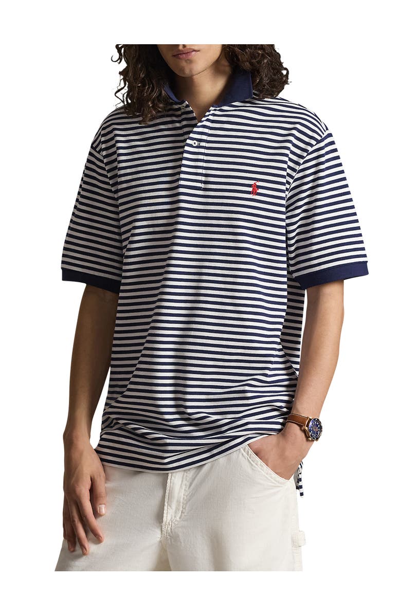 Polo Ralph Lauren Big & Tall Animated Mesh Polo Shirt V2, Main, color, Newport Navy White
