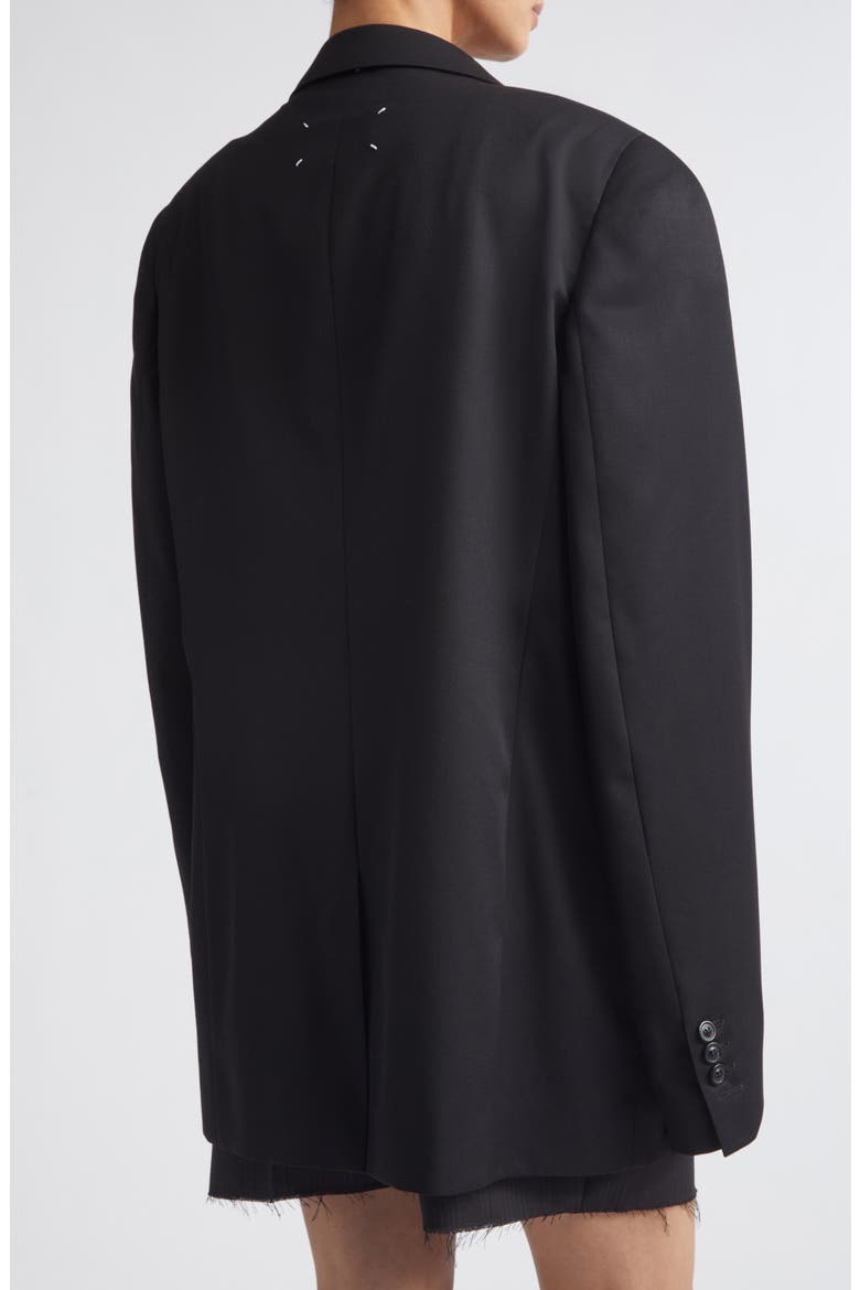 Oversize Single Breasted Virgin Wool Blazer, Alternate, color, BLACK