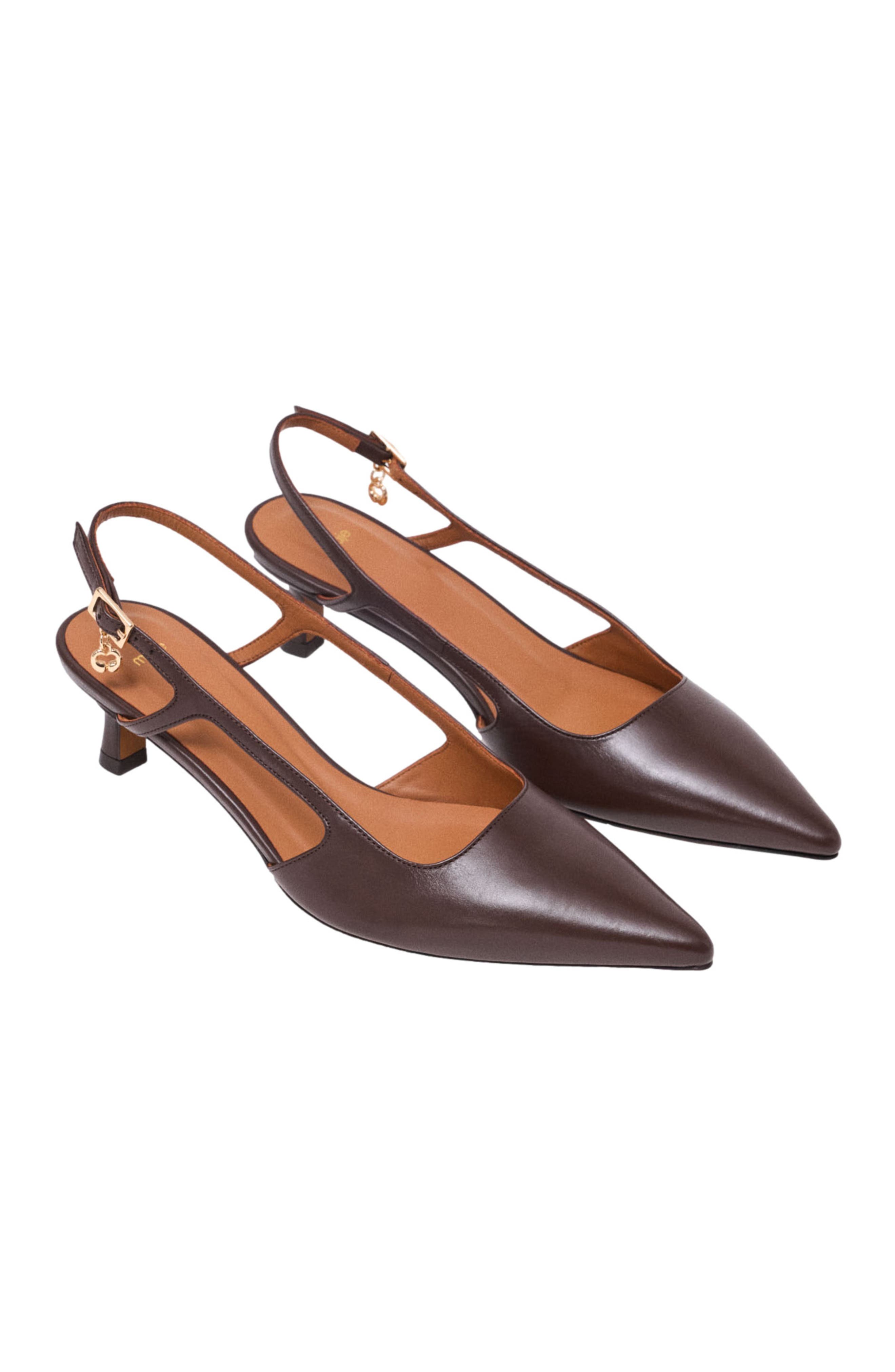 Leather slingbacks, Alternate, color, Brown