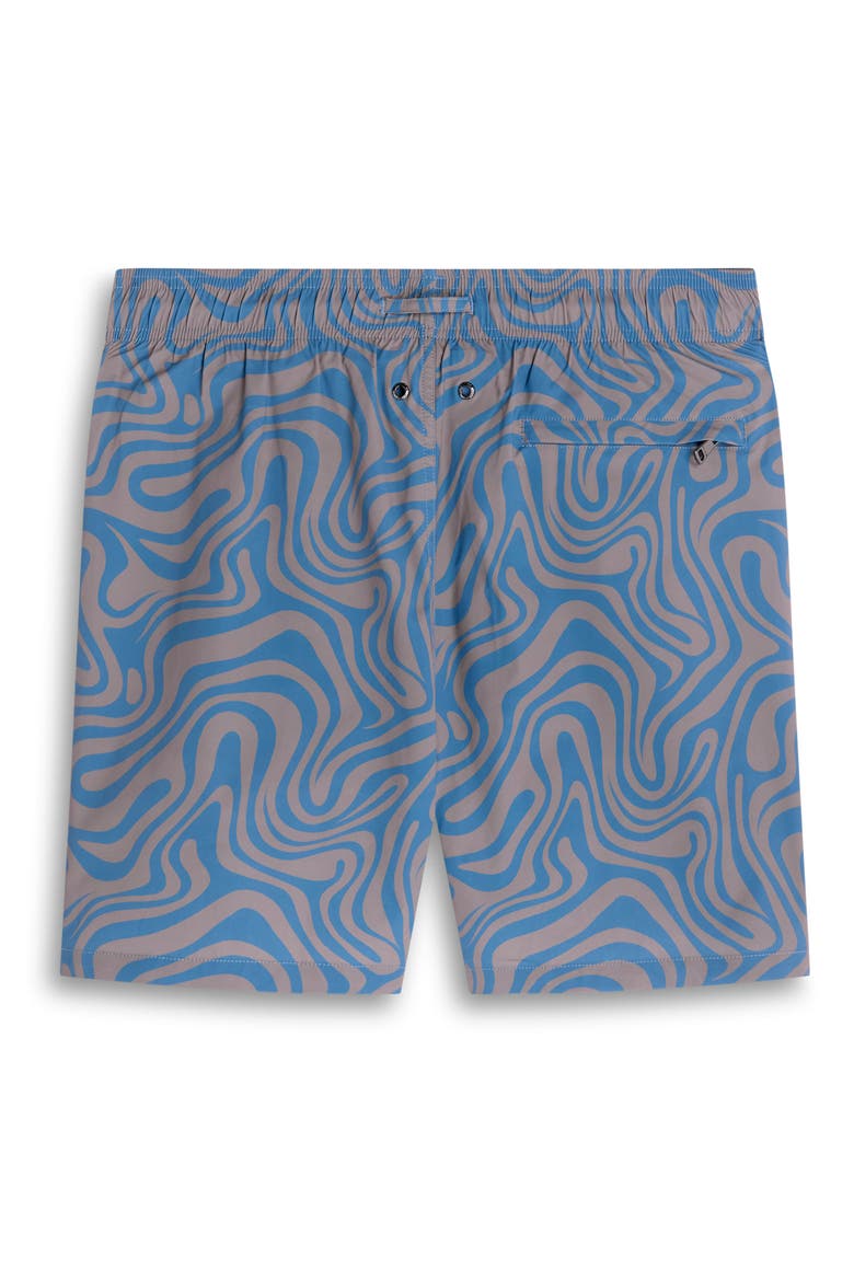 Cruz Wave Print Swim Trunks, Alternate, color, TAUPE