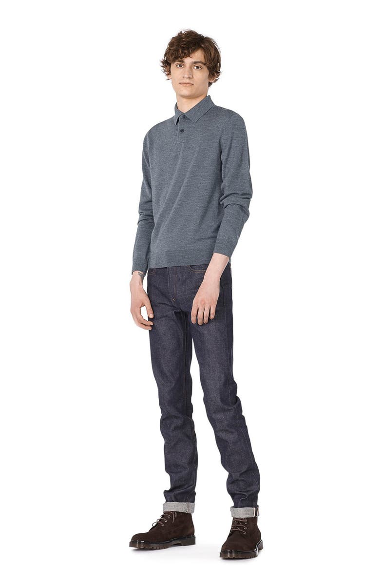 A.P.C. Long Sleeve Merino Wool Polo, Alternate, color, 