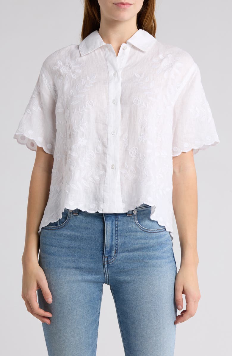 Madewell Scallop Crop Button-Up Utility Shirt, Main, color,