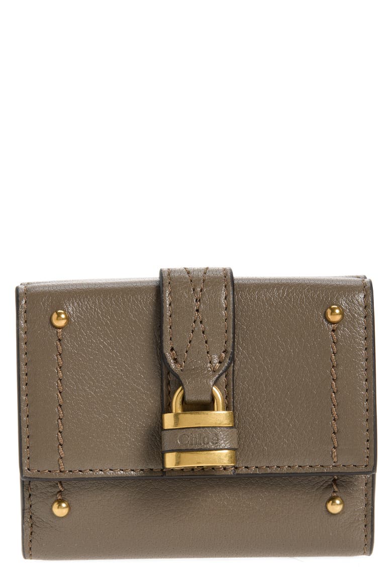 Mini Paddington Grained Leather Trifold Wallet, Main, color, FLANNEL GREY