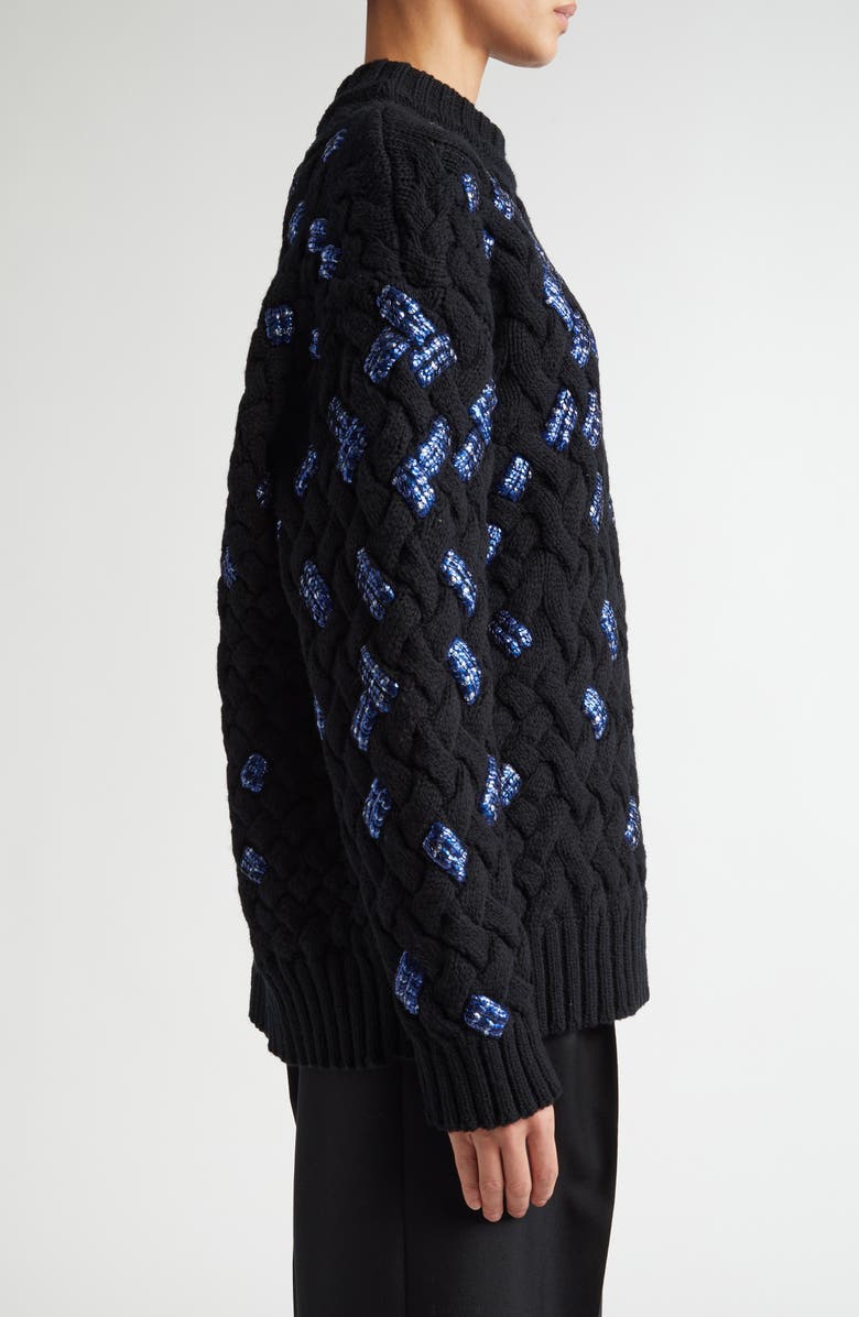 Dries Van Noten Embellished Virgin Wool Cable Knit Sweater, Alternate, color, 