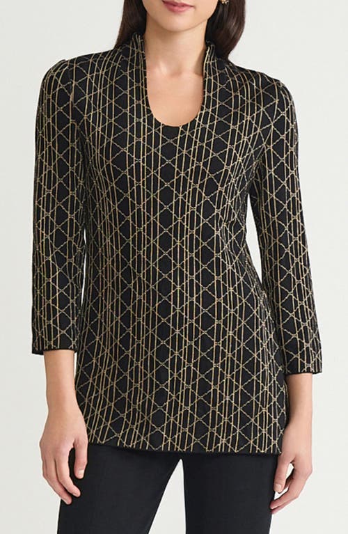 Ming Wang Art Deco Metallic Tunic In Multi