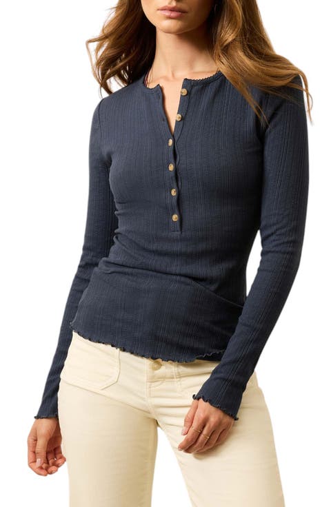 Paradise Pointelle Stitch Organic Cotton Blend Henley