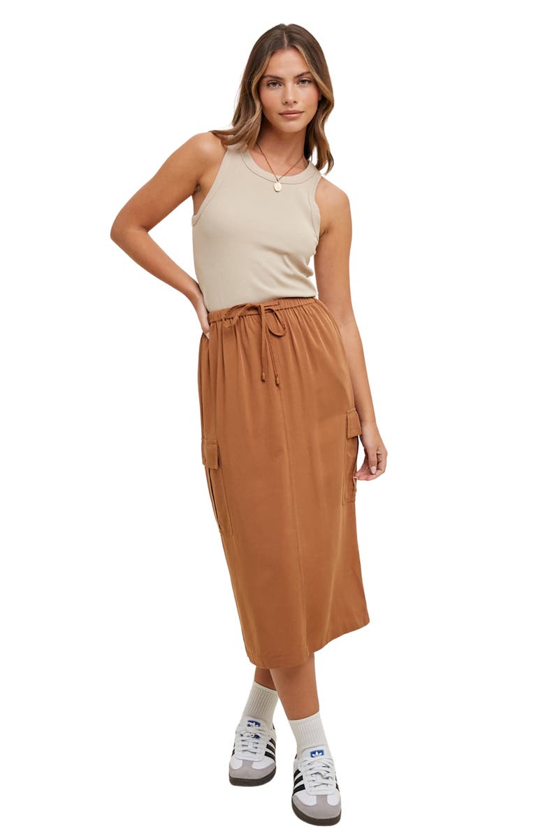 WISHLIST Cargo Midi Skirt, Alternate, color, Bronze