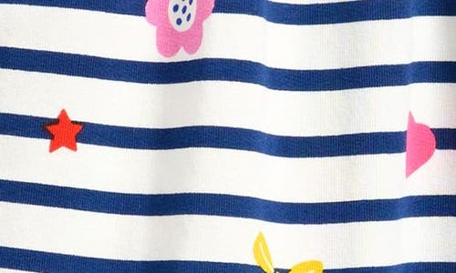 Mini Boden Kids' Stripe Long Sleeve Tiered Sweatshirt Dress In Navy/ivory Stripe