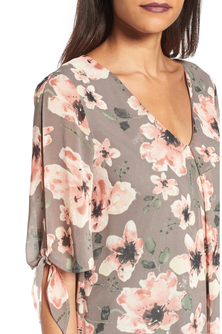 Jules Split Sleeve Shift Dress, Alternate, color, GREY FLORAL