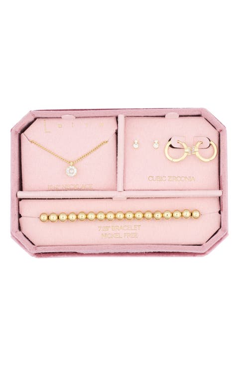 Cubic Zirconia 4-Piece Assorted Jewelry Set