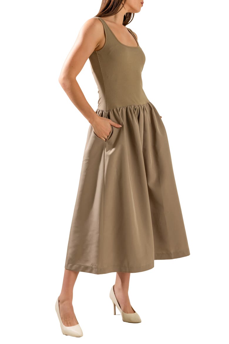 Sleeveless Mixed Media Maxi Dress, Alternate, color, TAUPE