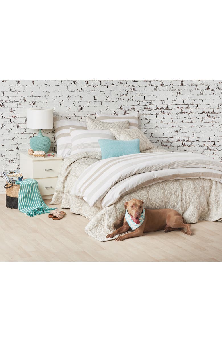 carol & frank Noland Stripe Dune Queen Duvet Cover, Alternate, color, Brown