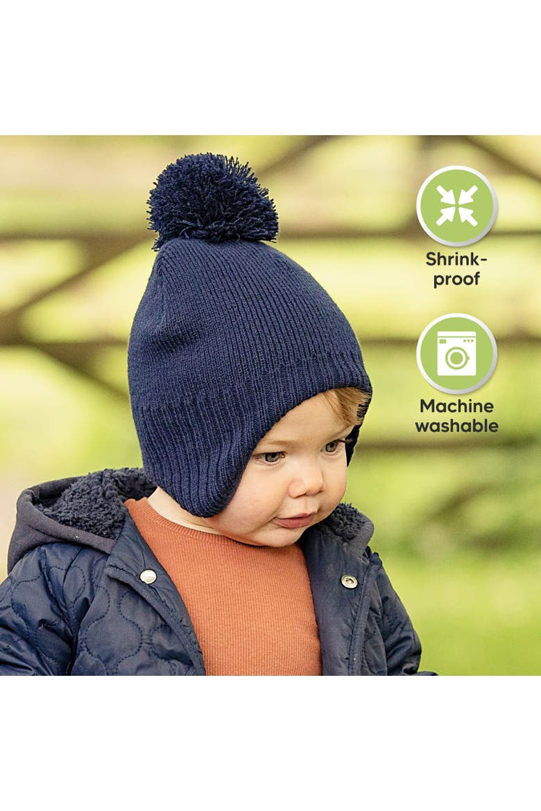 Muff Knitted Beanie, Alternate, color, Navy