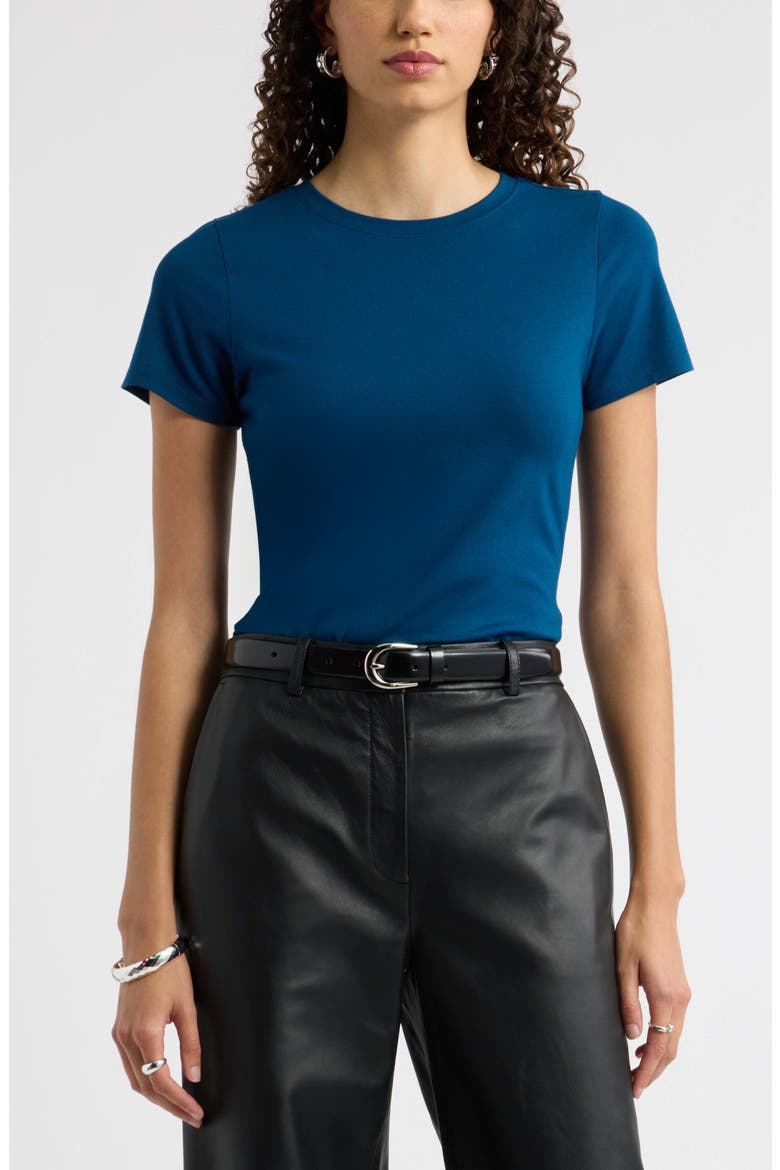 Pima Cotton Blend Crewneck T-Shirt, Main, color, BLUE AURORA