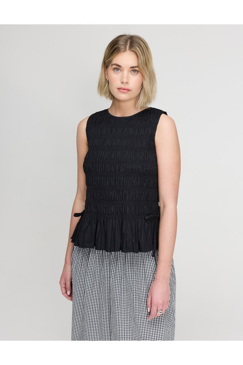 Malani Cotton Shirred Sleeveless Top, Alternate, color, Black