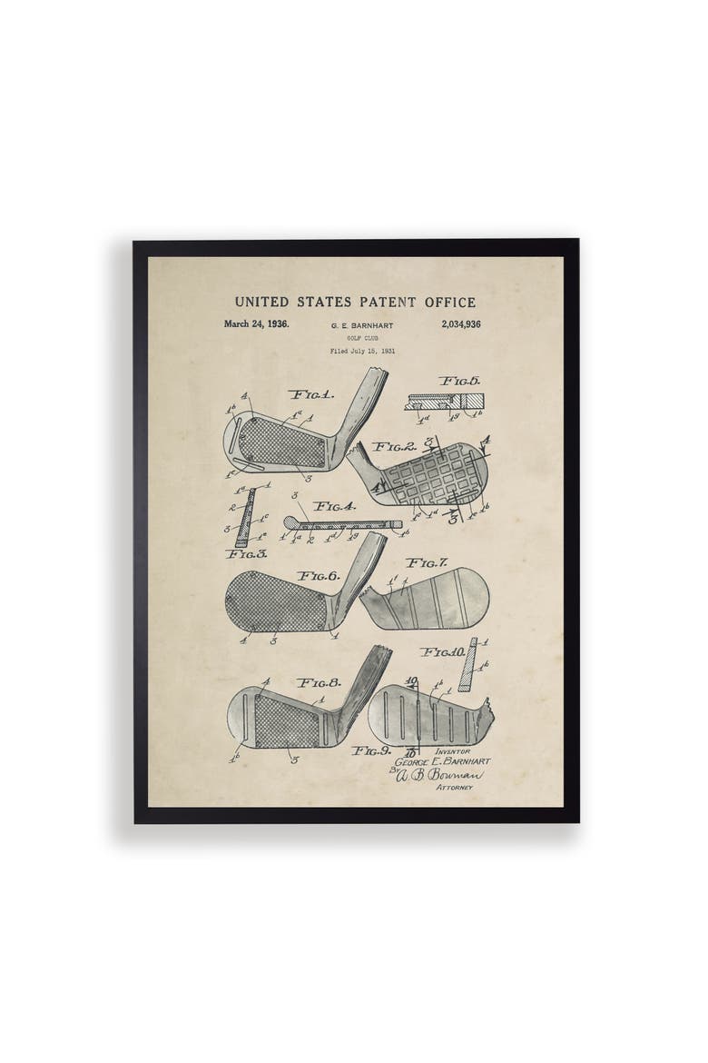 Golf Club Patent in Black Frame, Main, color, No Color