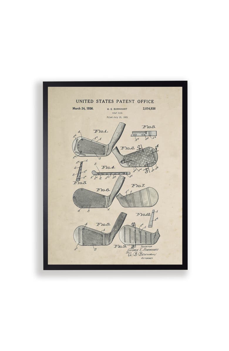 Antique Curiosities Golf Club Patent in Black Frame, Main, color, NO COLOR