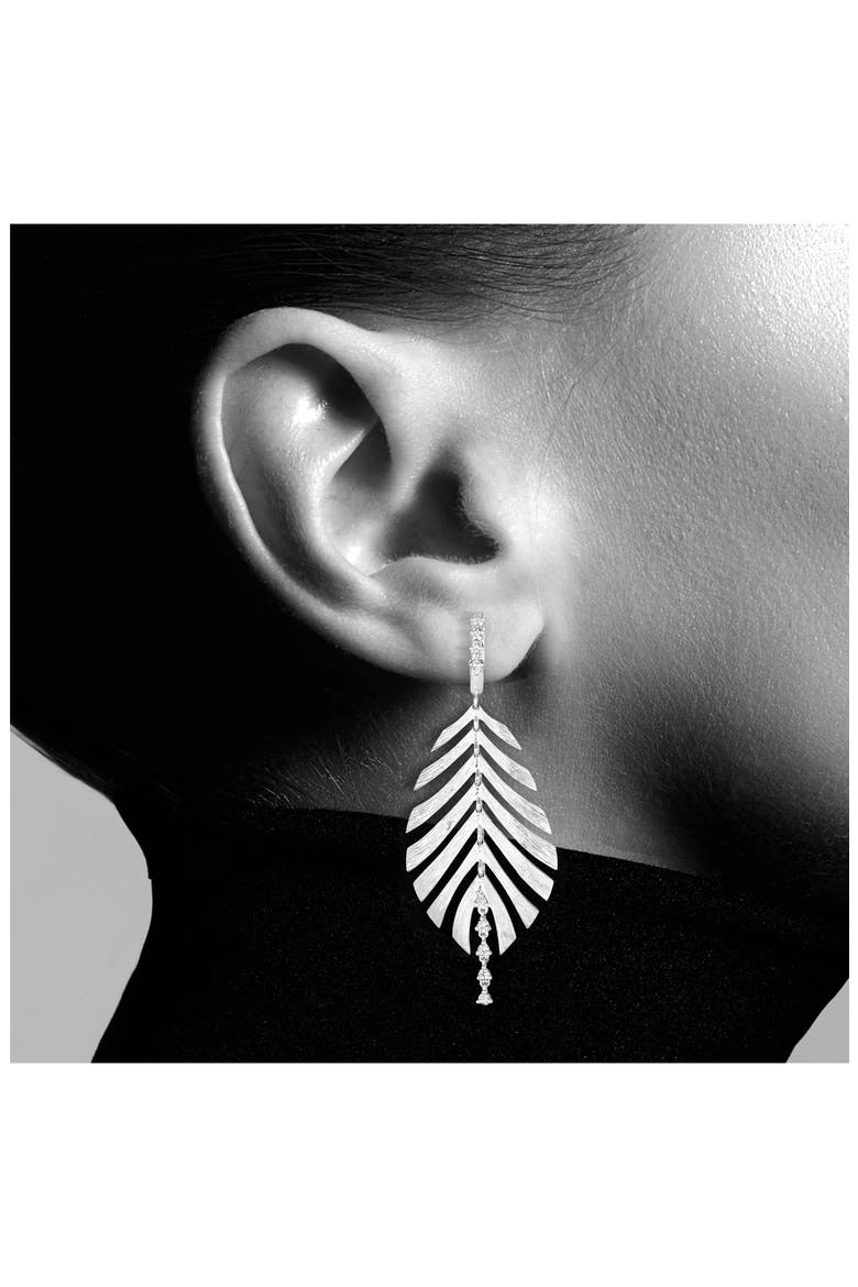 Bahia 18K White Gold Diamond Hoop Drop Earrings, Alternate, color, WHITE GOLD
