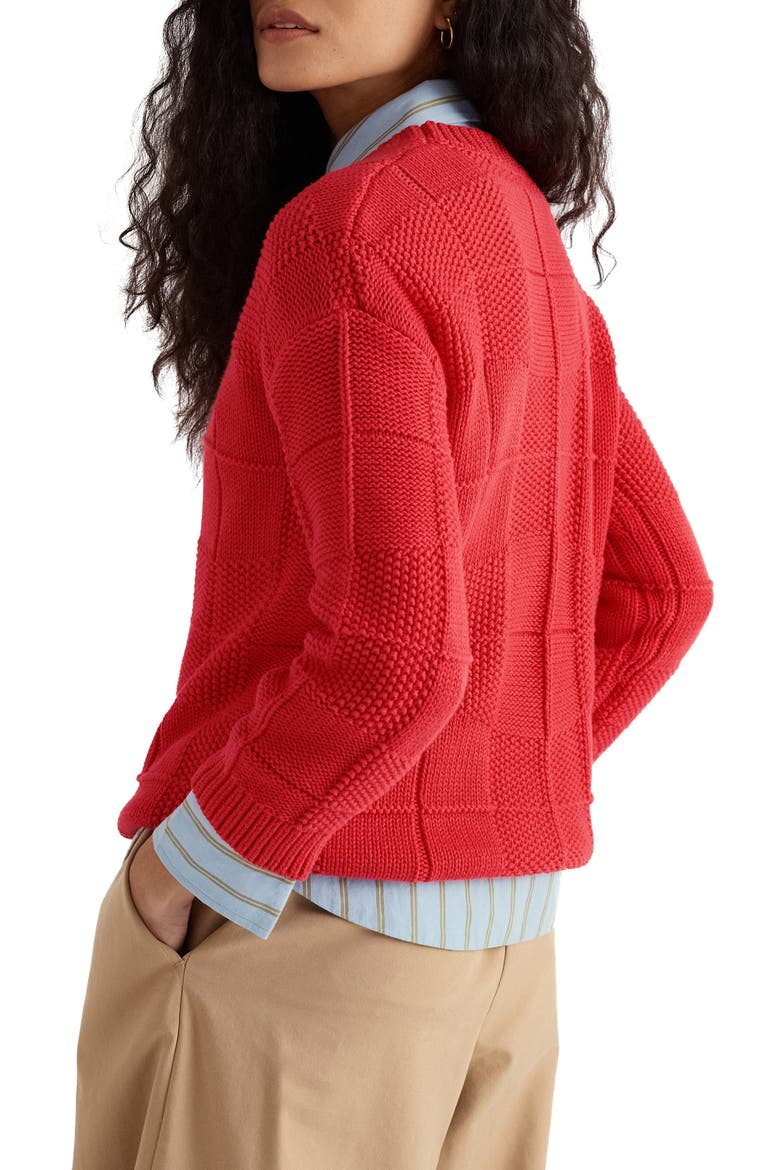 Hedge Rock Check Stitch Organic Cotton Blend Sweater, Alternate, color, CAYENNE