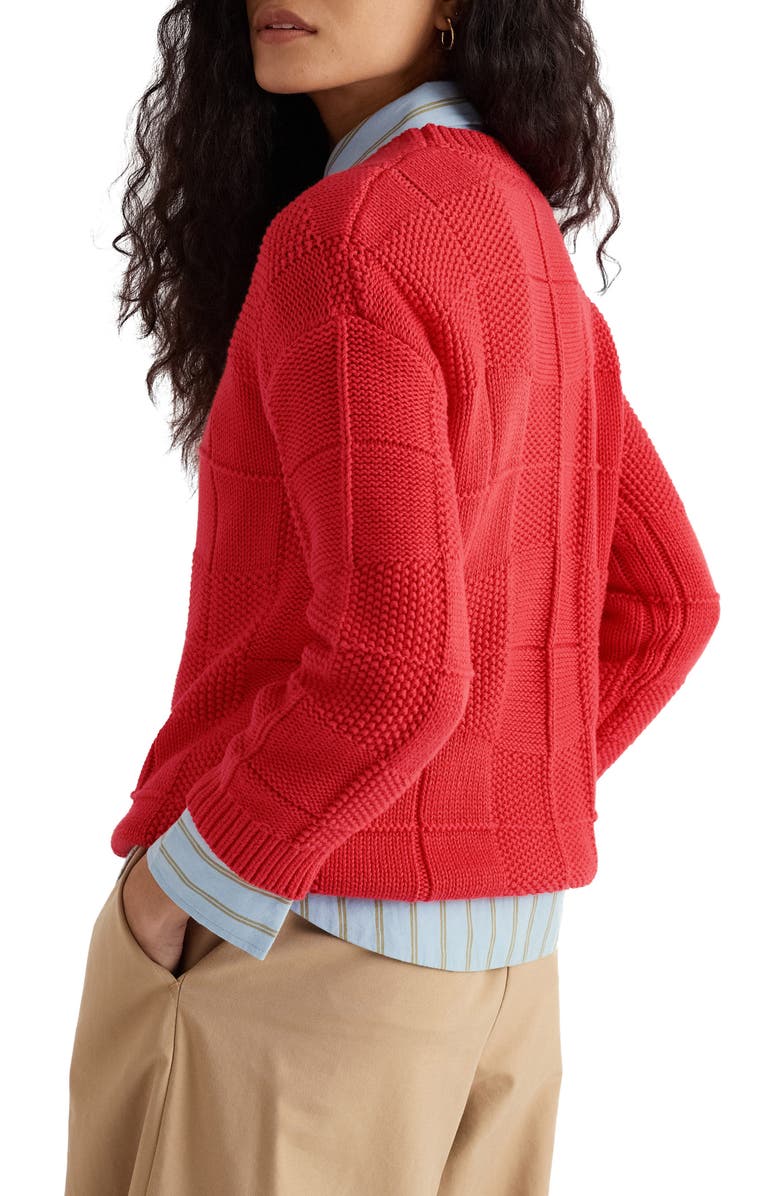 Seasalt Cornwall Hedge Rock Check Stitch Organic Cotton Blend Sweater, Alternate, color, Cayenne