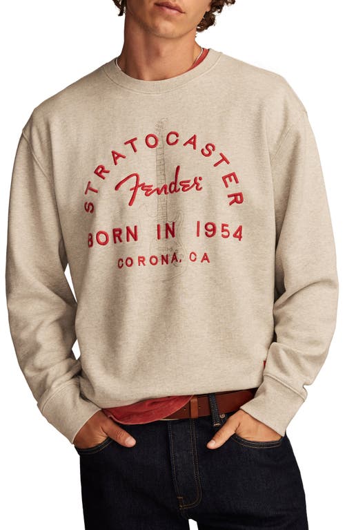 Lucky Brand Fender Stratocaster Embroidered Graphic Sweatshirt in Light Heather Grey 