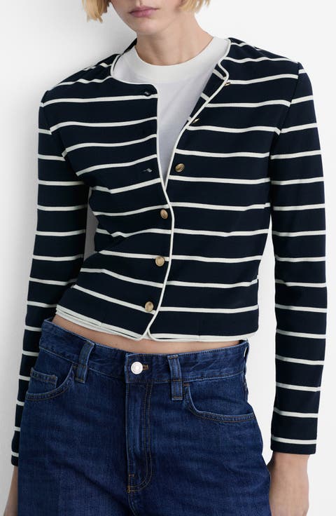 Stripe Knit Cardigan (Regular & Plus)