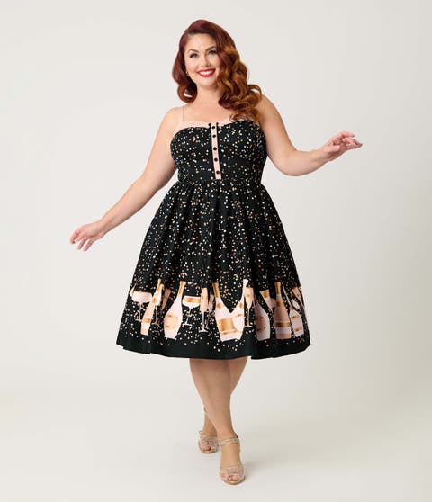 Plus Size 1950s Sleeveless Swing Dress