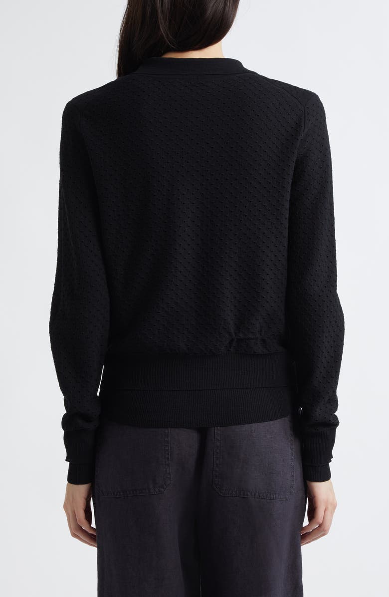 Vince Double Layer Organic Cotton Blend Cardigan, Alternate, color, Black