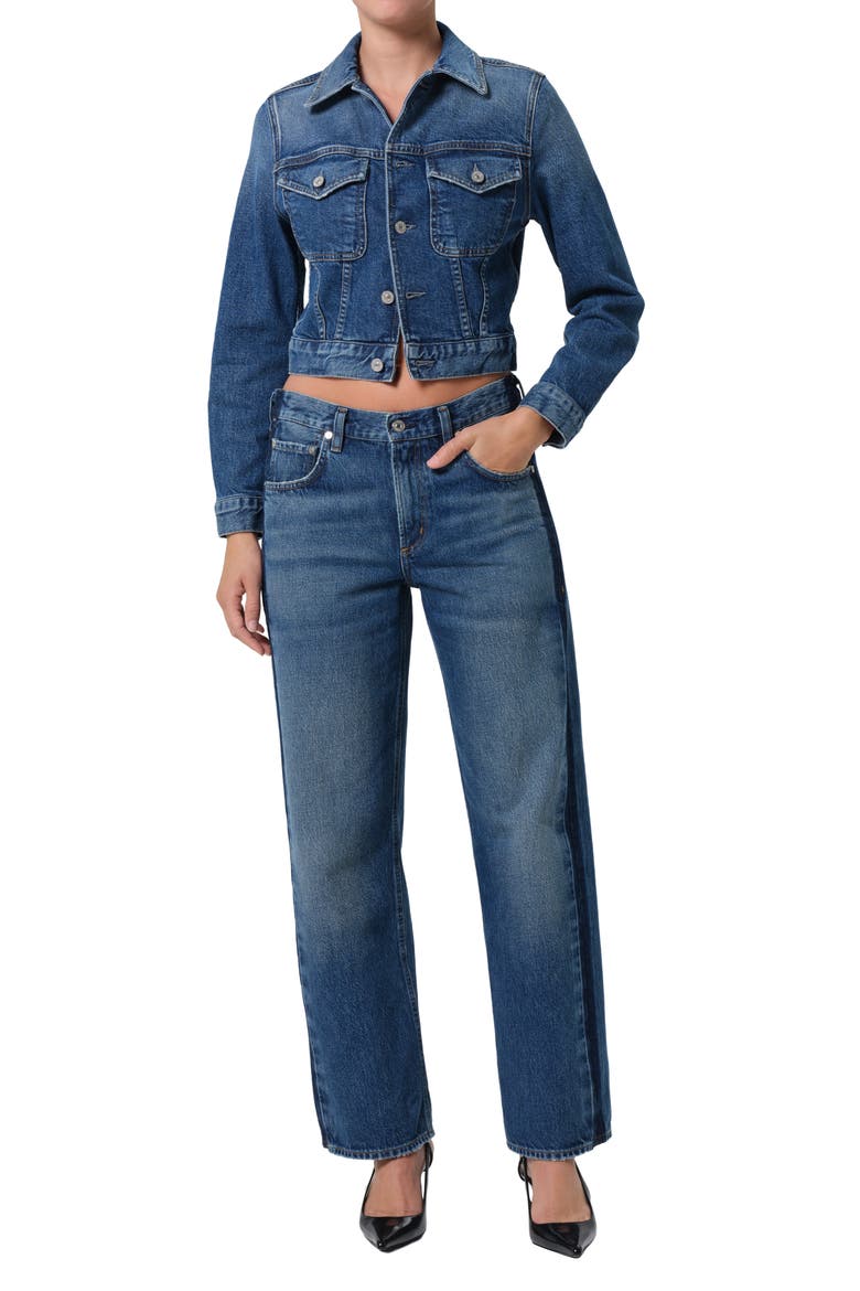 Charisse Shrunken Denim Jacket, Alternate, color, BRIAR DARK INDIGO