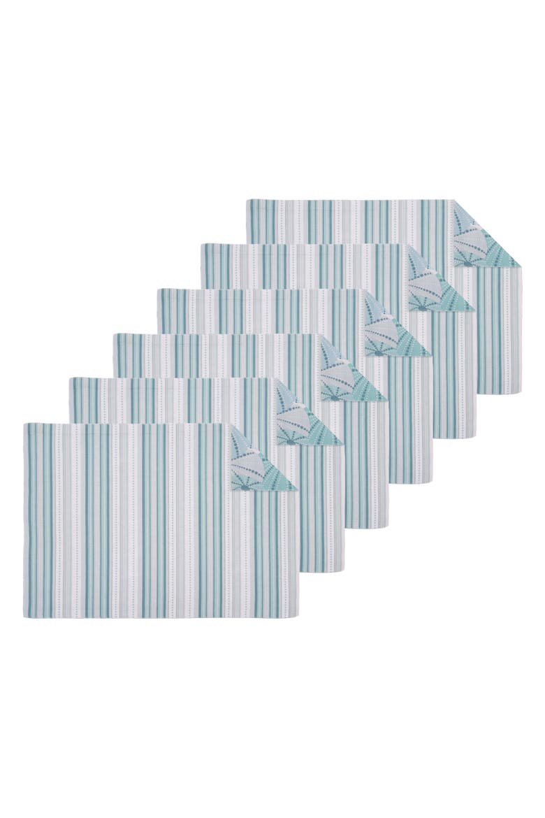 Sea Urchin Shores 100% Cotton Set of 6 Placemats 14" x 20", Alternate, color, Blue